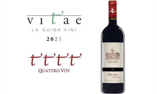 Pruno Riserva 2016 awarded with 4 Ais Vines and tastevin ais